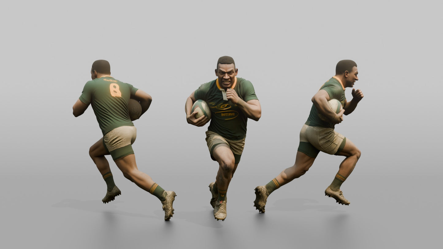 South African Winger Sprinting with the Ball