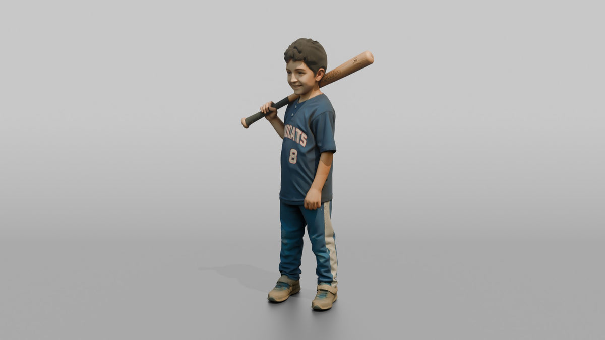 Son Holding A Baseball Bat Resting On His Shoulder - 3D character model, view 4