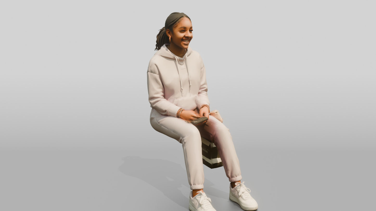 African-American Girl in Pastel Athleisure Set