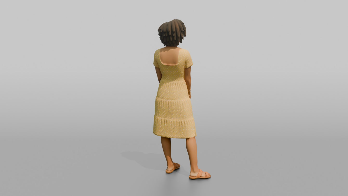 Vacationer Wearing Bright Yellow Polka Dot Dress And