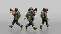 Firefighter Woman Running While Holding a Portable Megaphone