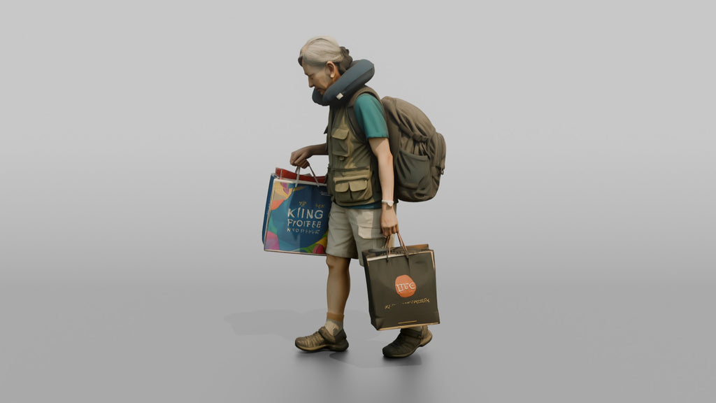 Traveler Browsing Duty-Free Shopping Bags