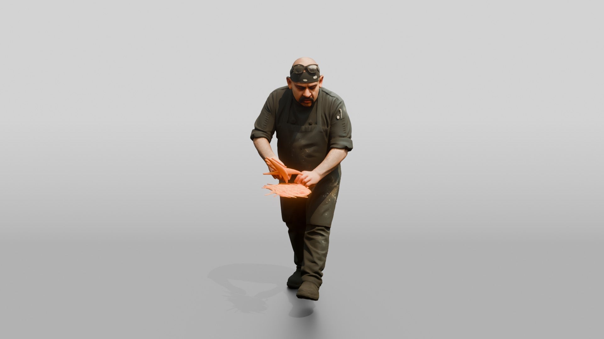 Line Cook Julienning Carrots