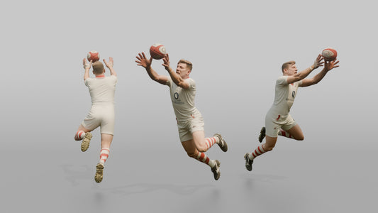 English Flanker Jumping to Block a Kick