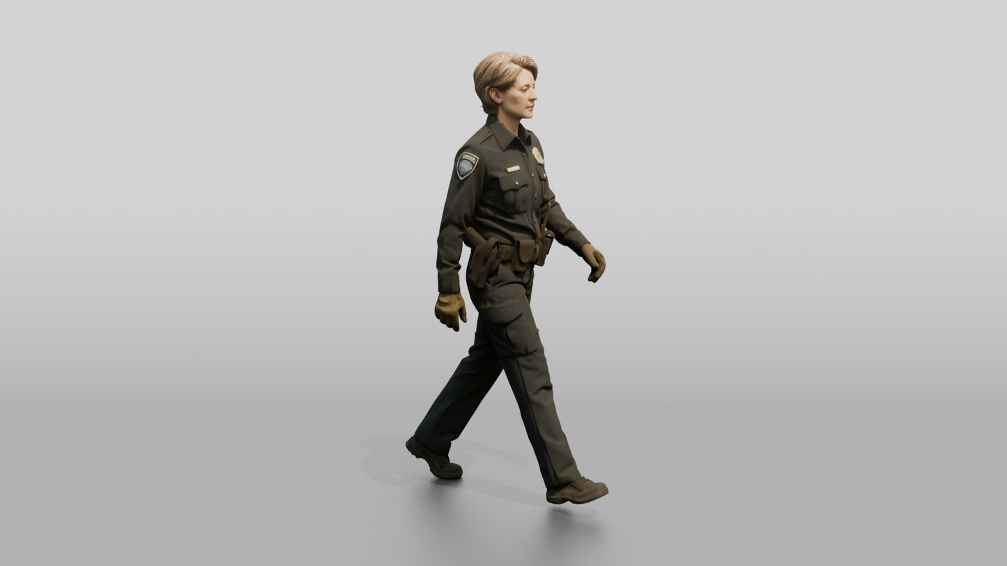 Female Police Officer Walking on Patrol