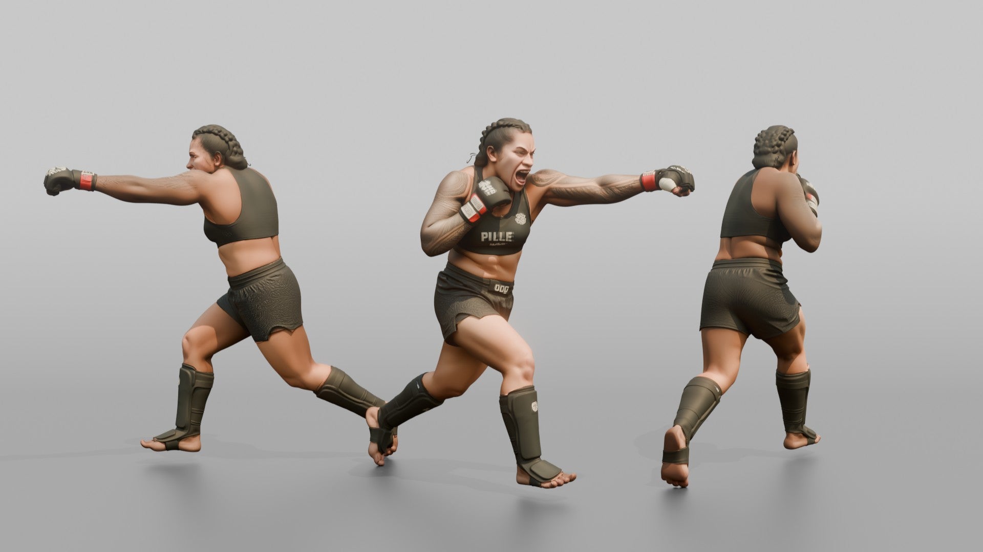 MMA Fighter Heavy Right Cross Punch