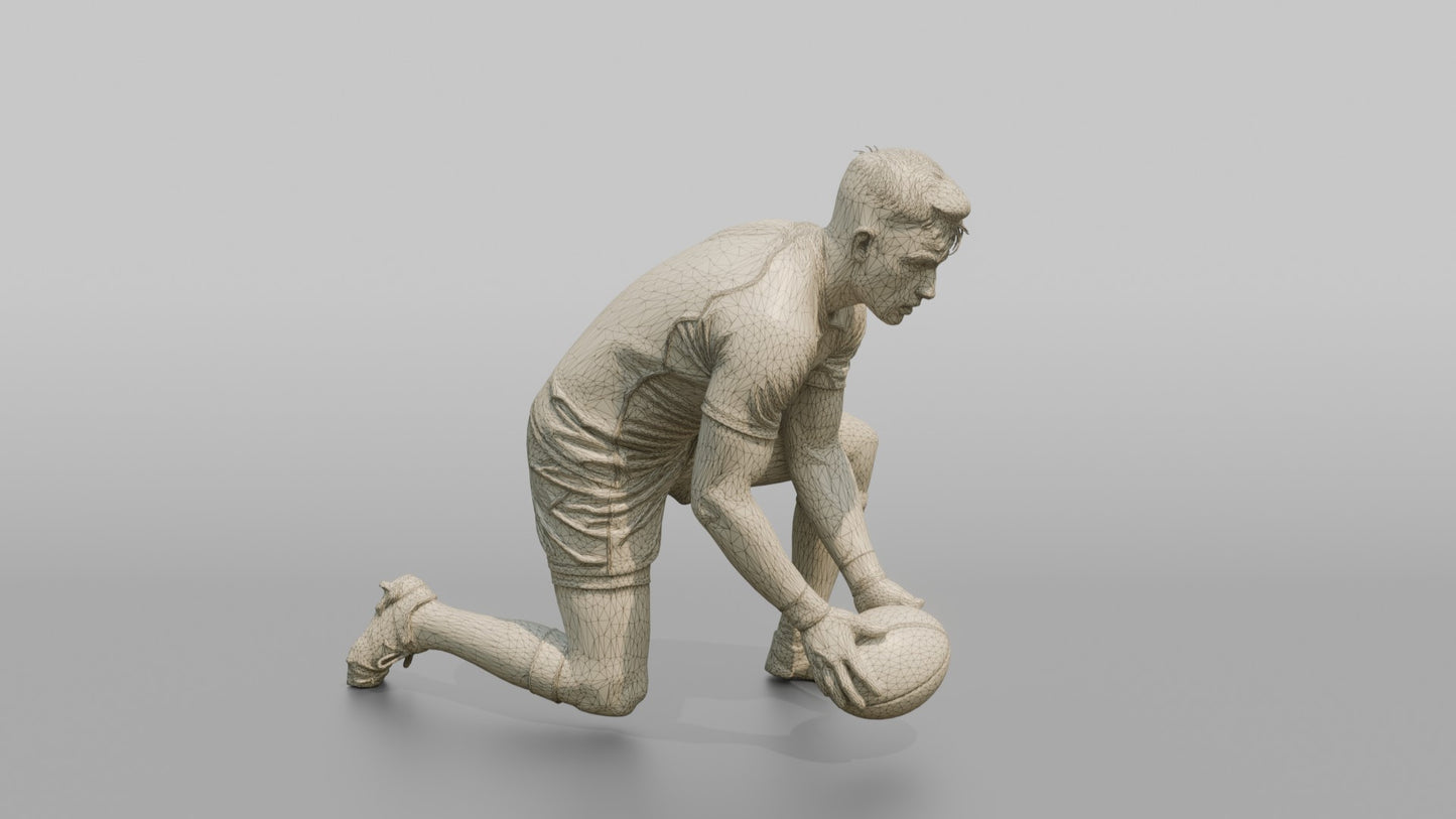 Irish Scrum-Half Scooping the Ball Off the Ground