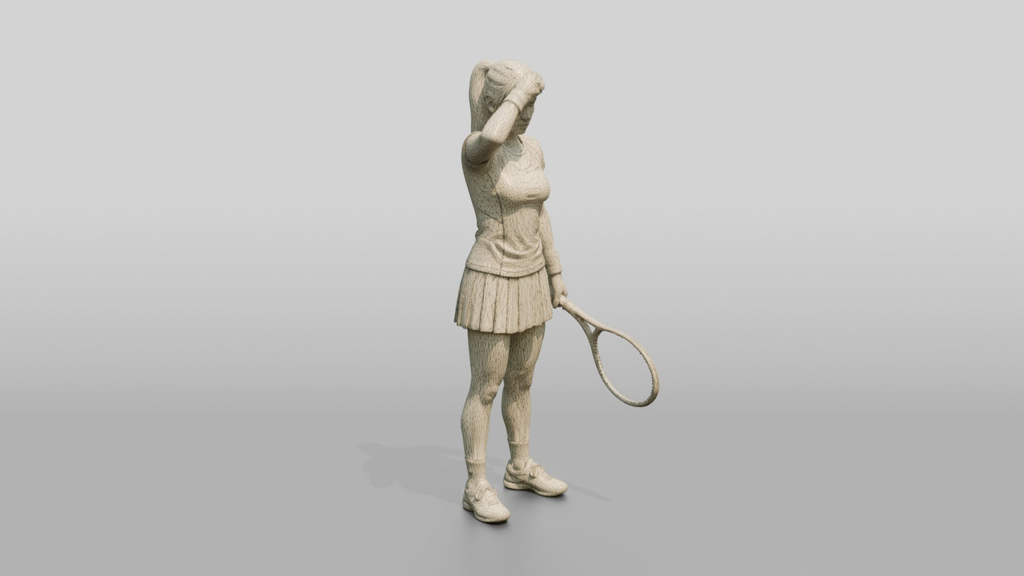 Female Tennis Player Wiping Sweat Between Points