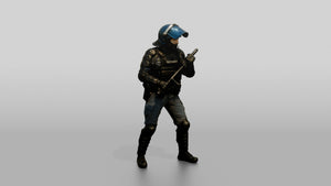 Riot Police Officer with Arm Raised - 3D character model, view 1