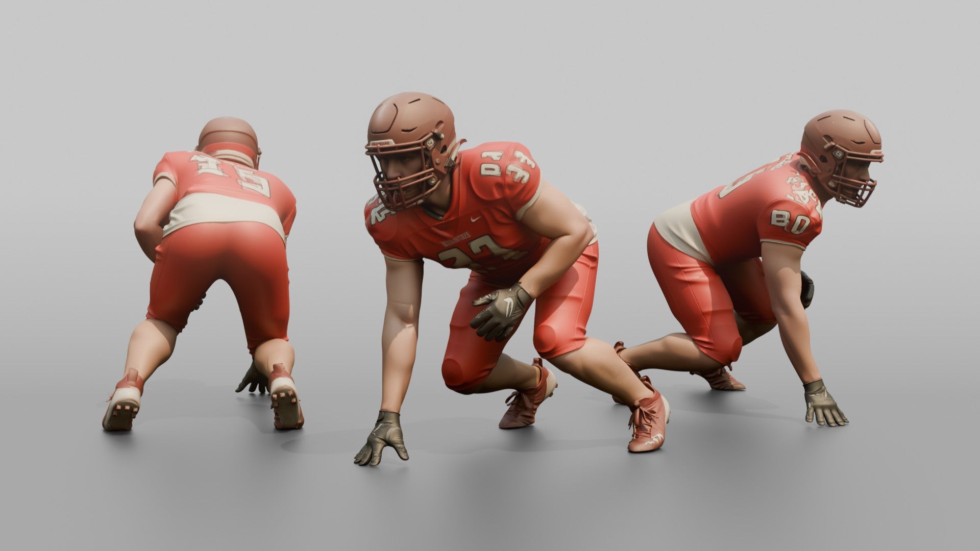 Running Back in a Three-Point Stance