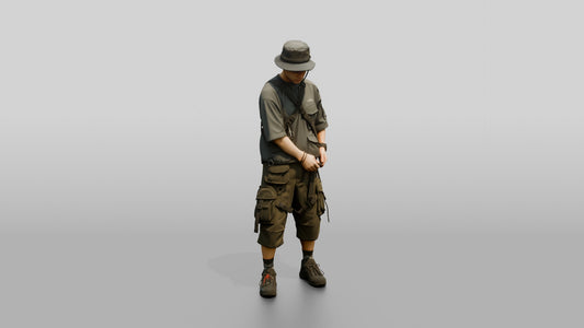 Techwear Man with Crossbody Harness - 3D character model, view 1