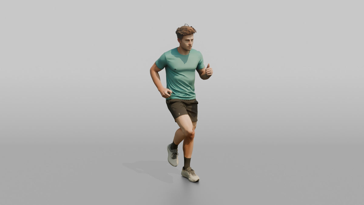Cardio Athlete Man Jogging In Place, Arms Bent - 3D character model
