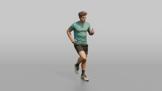 Cardio Athlete Man Jogging In Place, Arms Bent - 3D character model