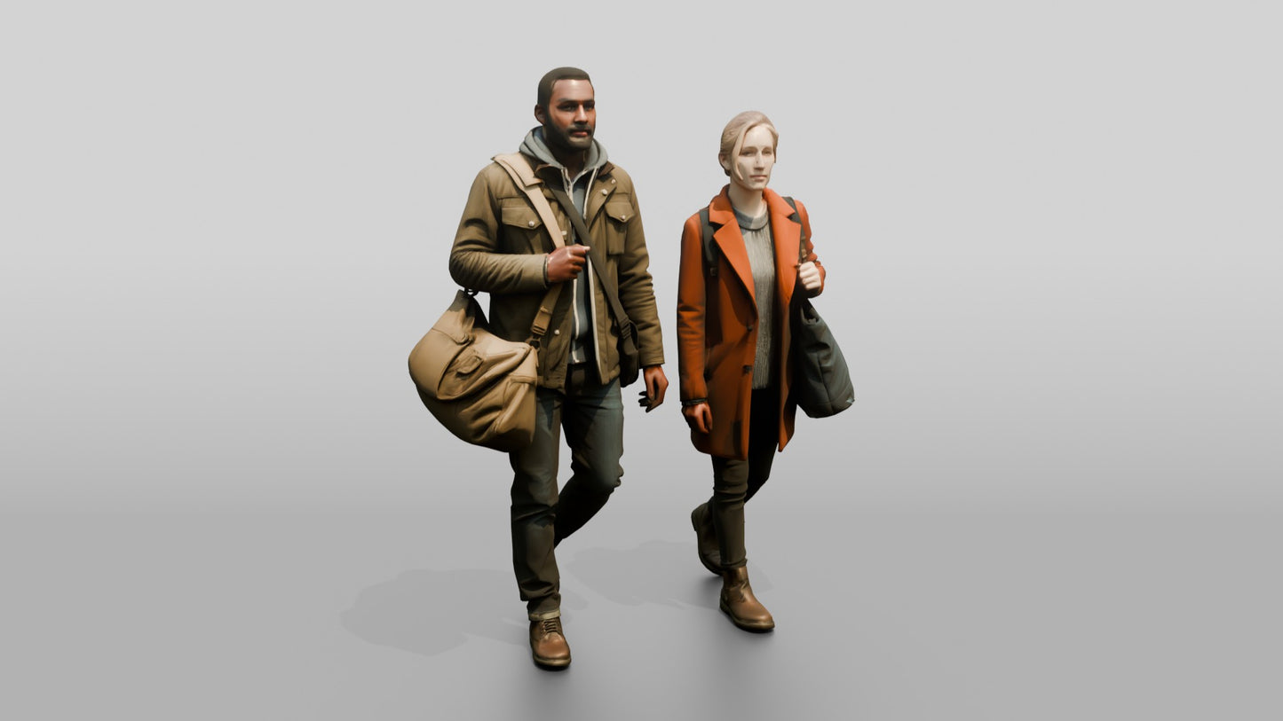 African-European Couple Walking
