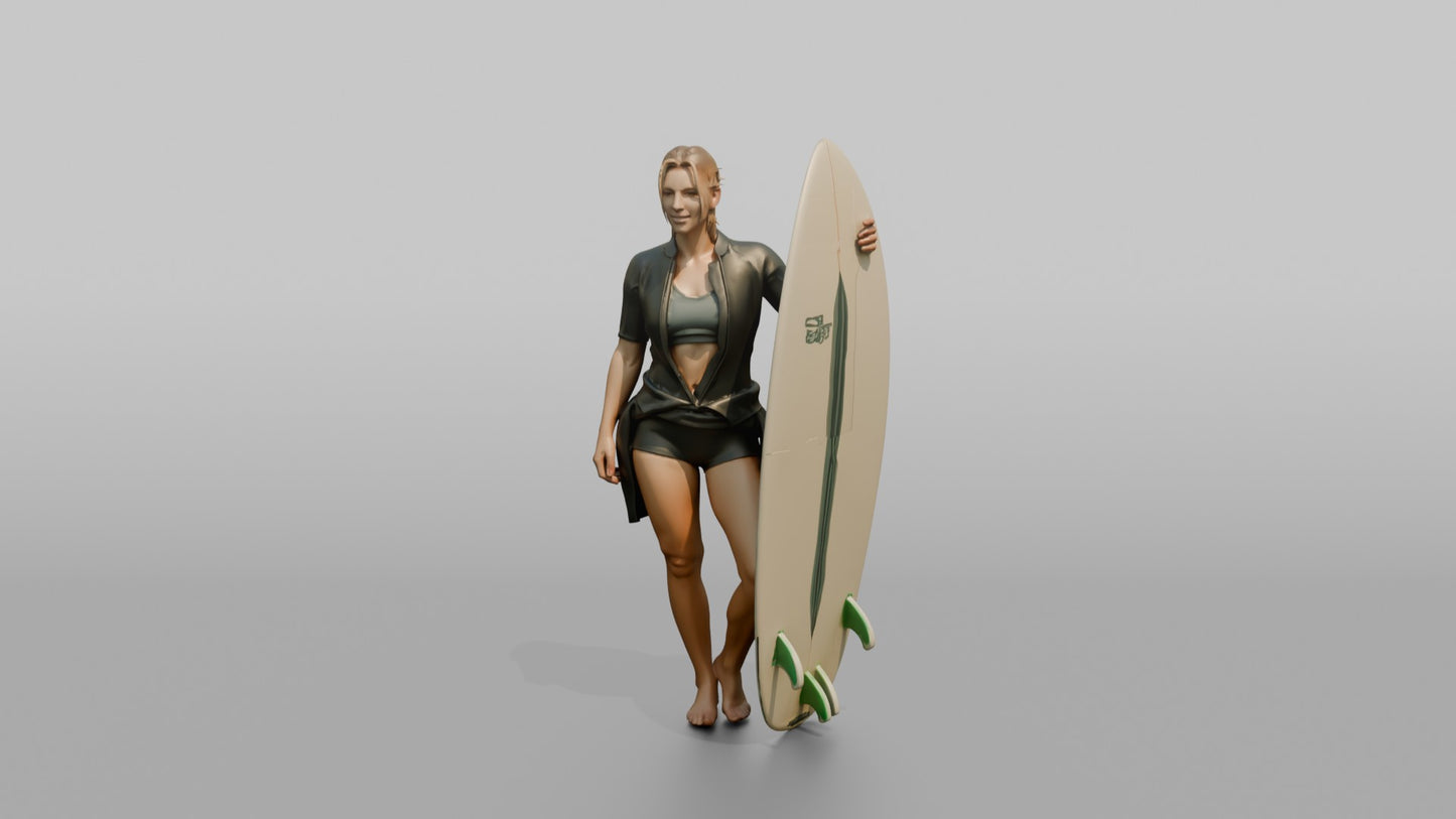 Surfer Posing with a Surfboard