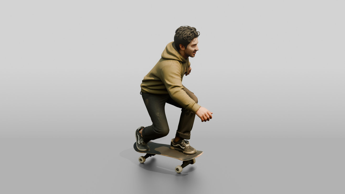 Man Riding Skateboard Crouching