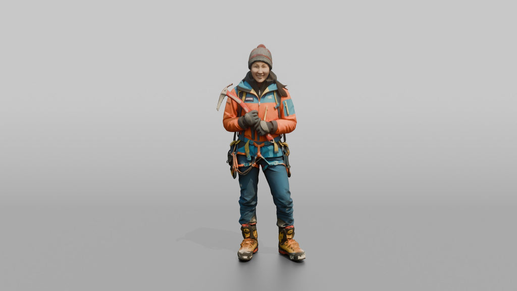 Alpine Climber Holding an Ice Axe
