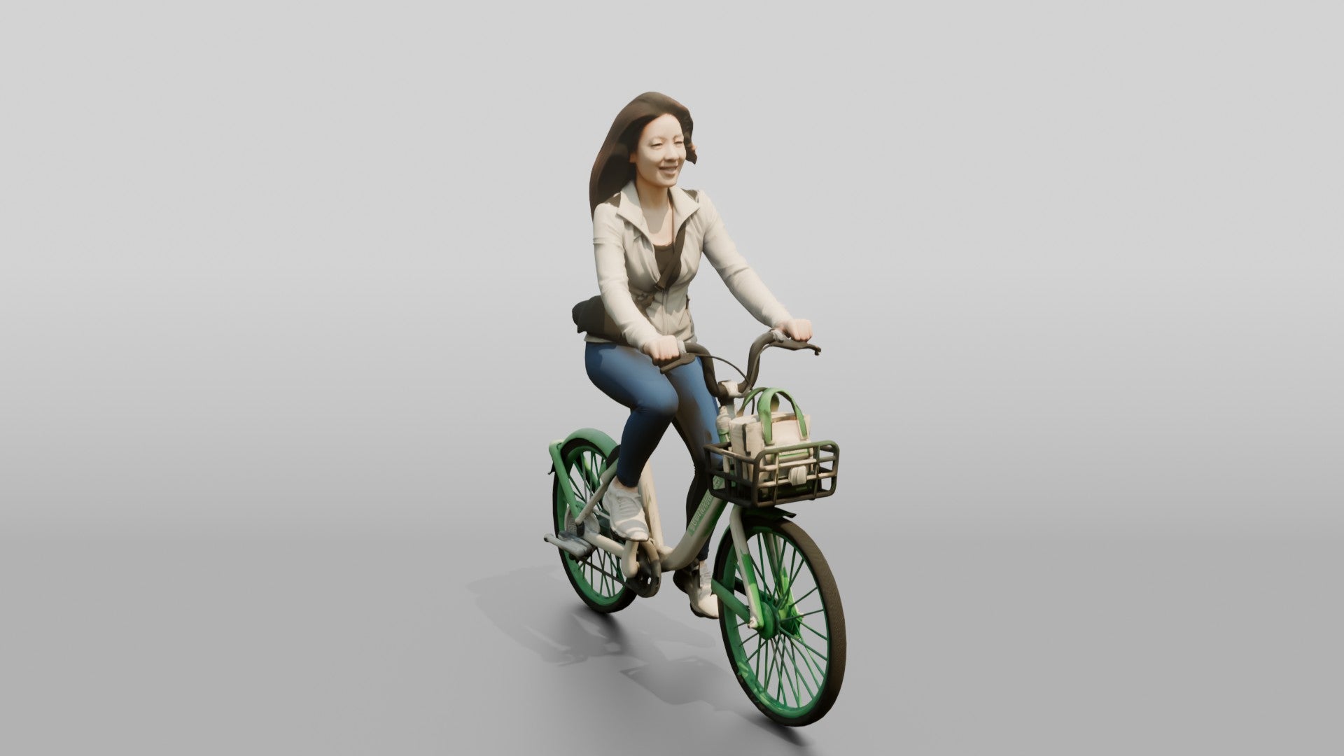 Chinese Woman Riding a Bicycle