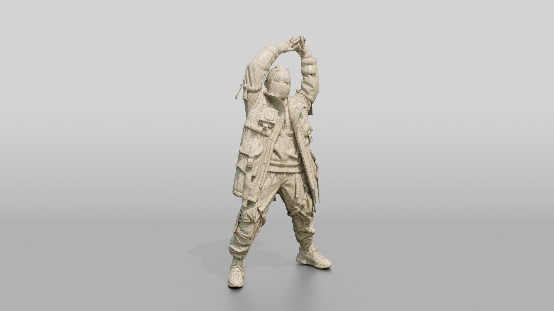 Techwear Woman Stretching Her Arms