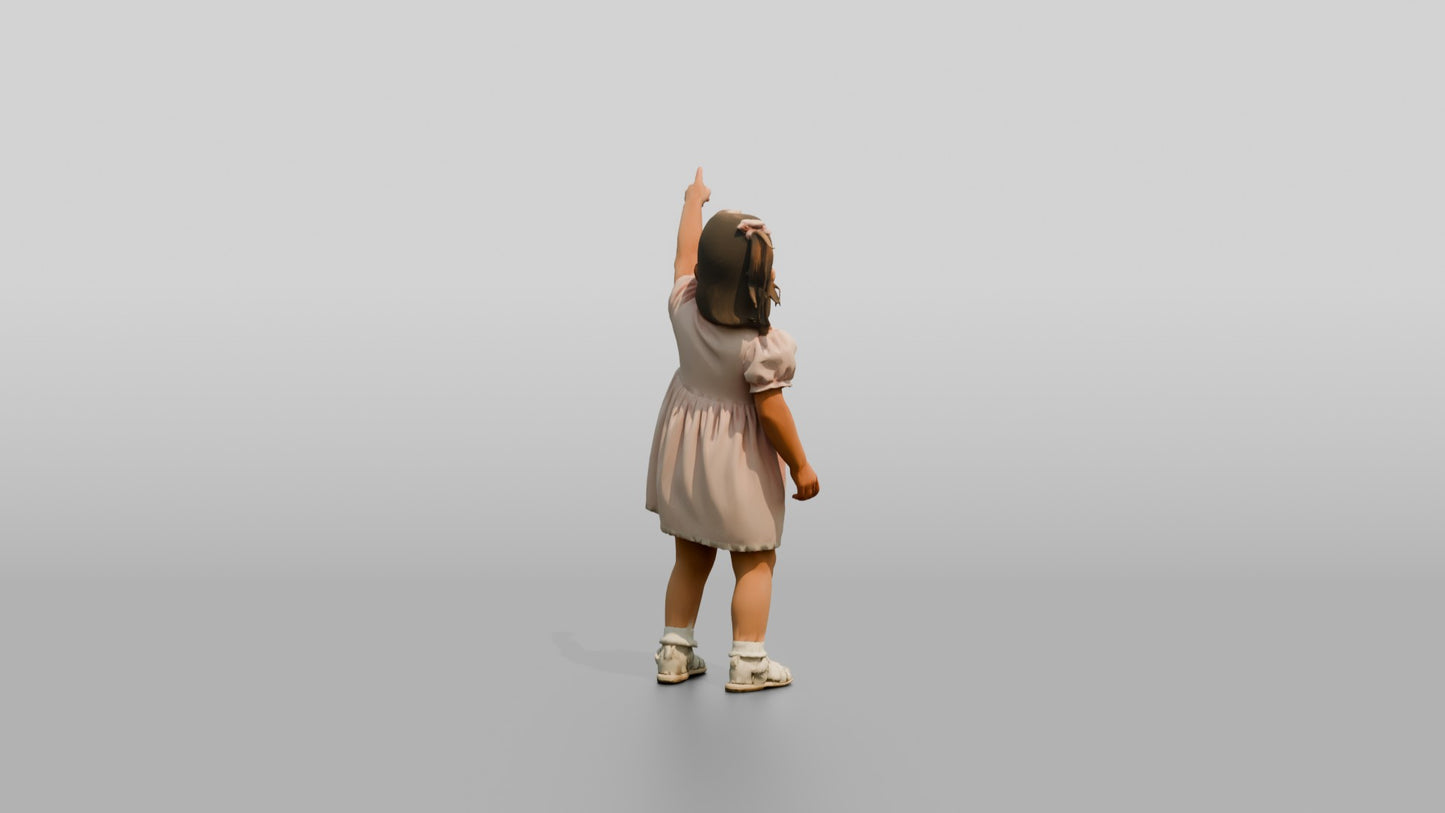 Toddler Maltese Girl Pointing Up in Excitement