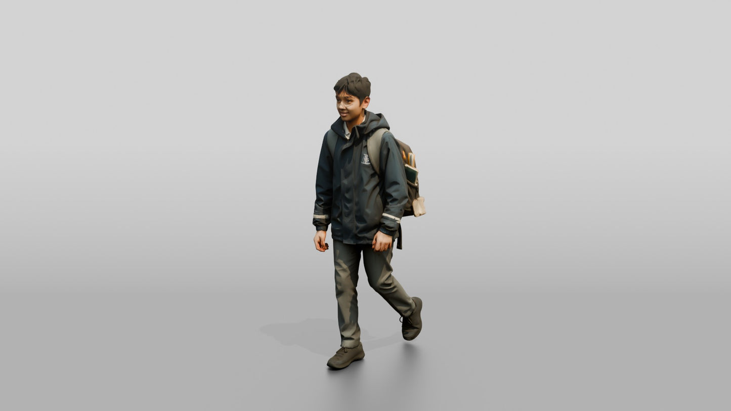 Indian Teen Boy Walking Home from School