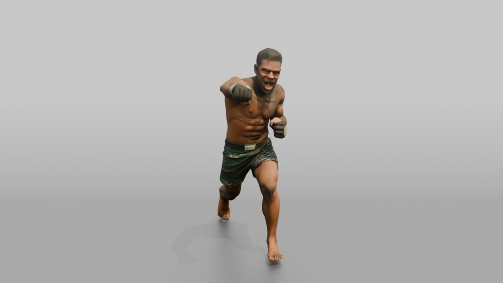 MMA Fighter Aggressive Overhand Right Punch