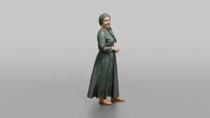 Middle Eastern Woman in Gold-Dot Pleated Skirt - 3D character model, view 1