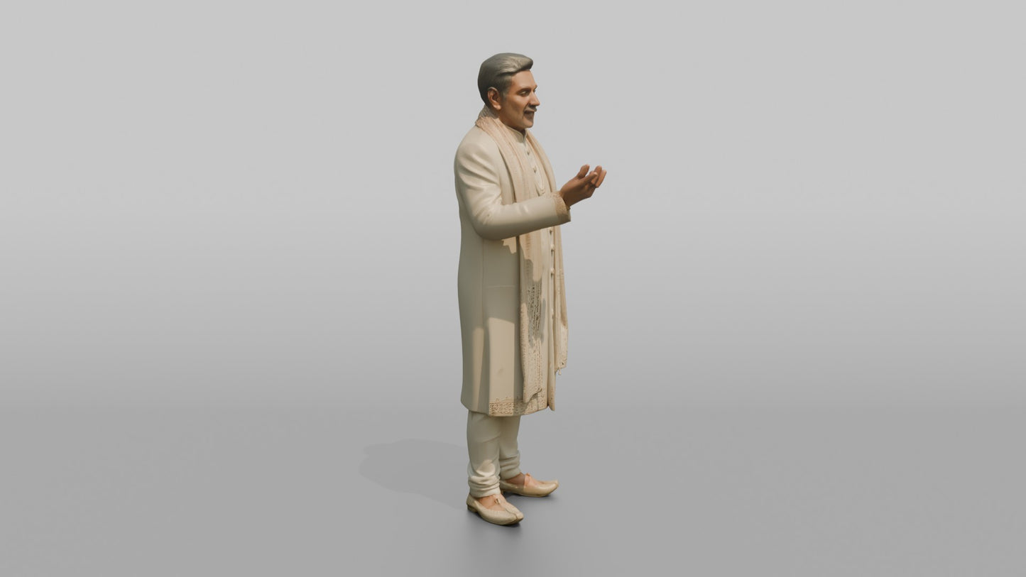 South Asian Groom in an Off-White Sherwani