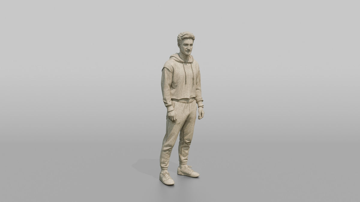 Fitness Influencer Man Standing With Arms Relaxed, Subtle Smile - wireframe topology preview