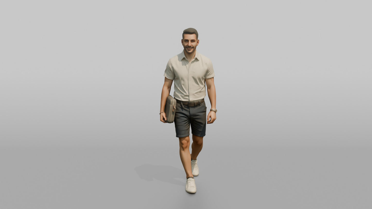 Vacationer Wearing Crisp Collar Shirt