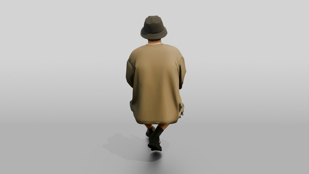 Man Gesturing in Oversized Streetwear - 3D character model, view 3