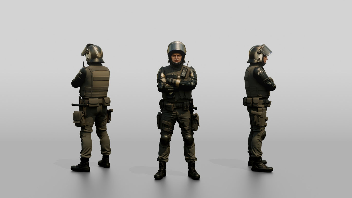 Riot Police Officers Standing Together