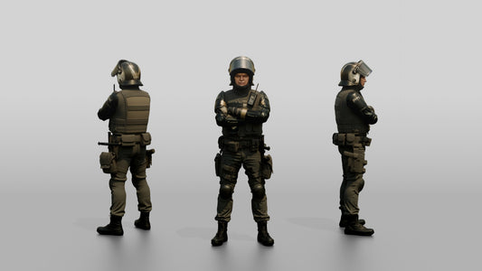 Riot Police Officers Standing Together