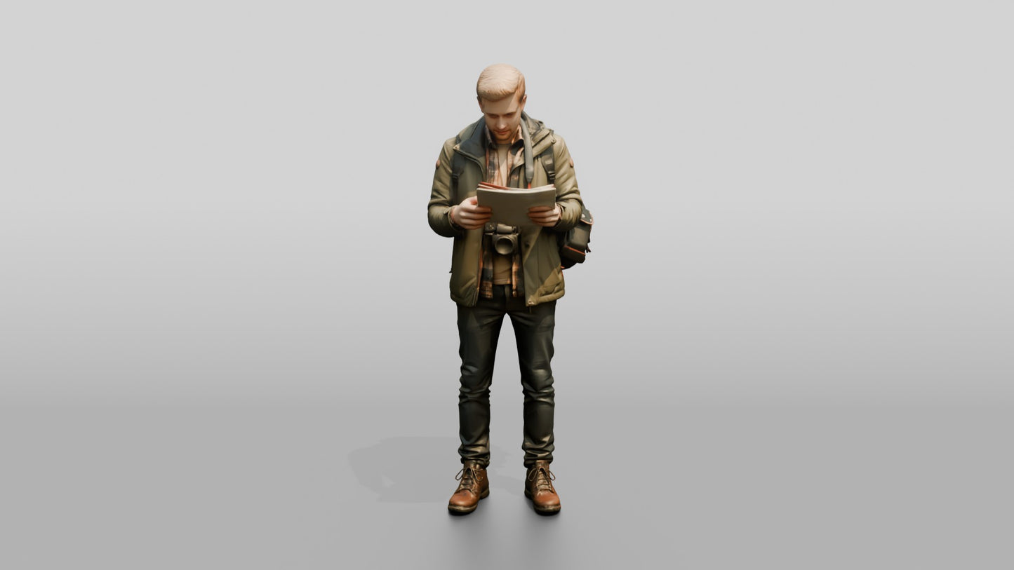 Young Man Looking at Church Map