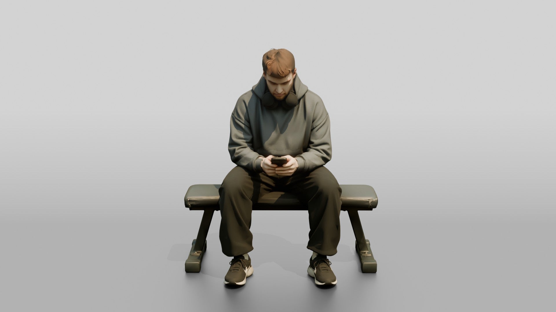Man Sitting on Fitness Bench
