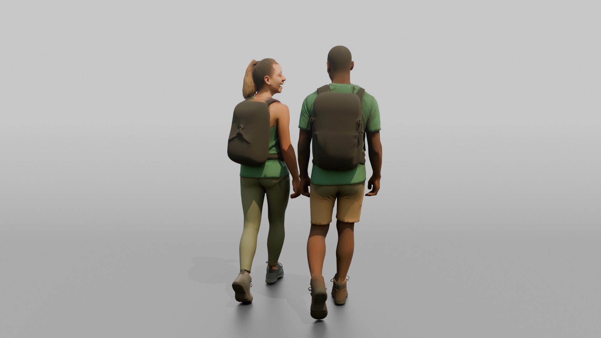 Hiking Duo Walking and Talking Together