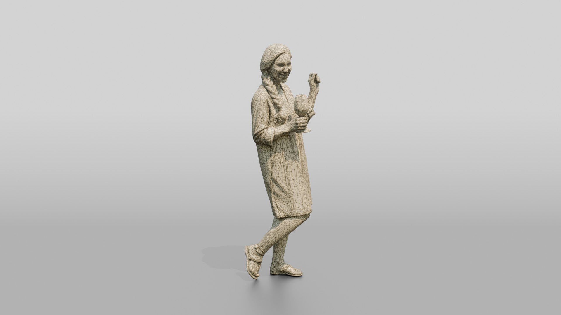Woman with a Cocktail in an Olive Dress