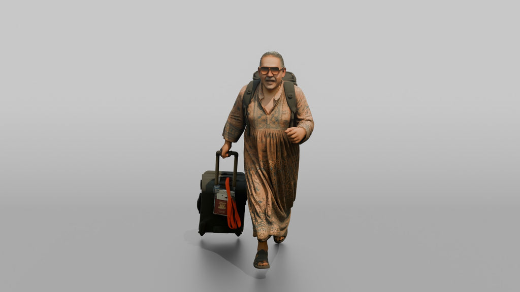 Traveler Jogging Late For A Flight