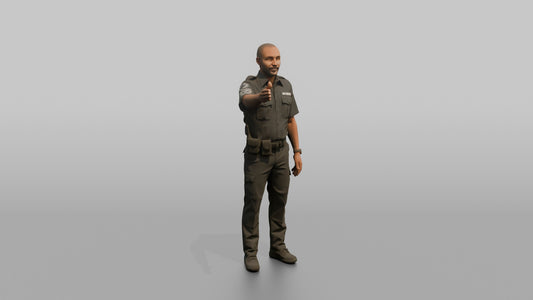 Door Staff Man Gesturing For A Guest To Step Forward - 3D character model