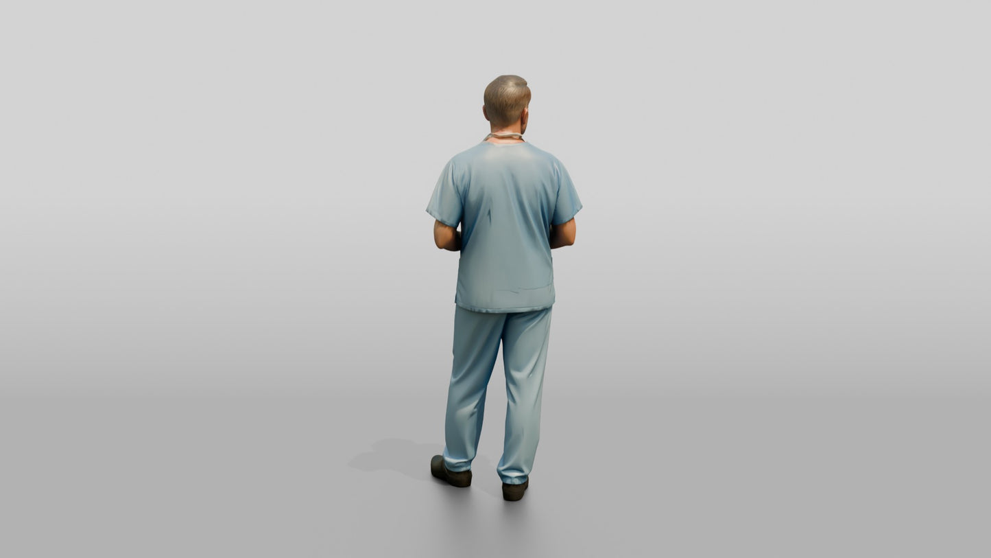 Middle-Aged White Man Doctor Leaning