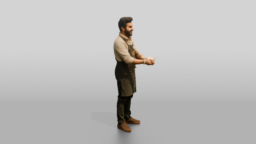 South Asian Barista Proudly Holding Coffee Cup