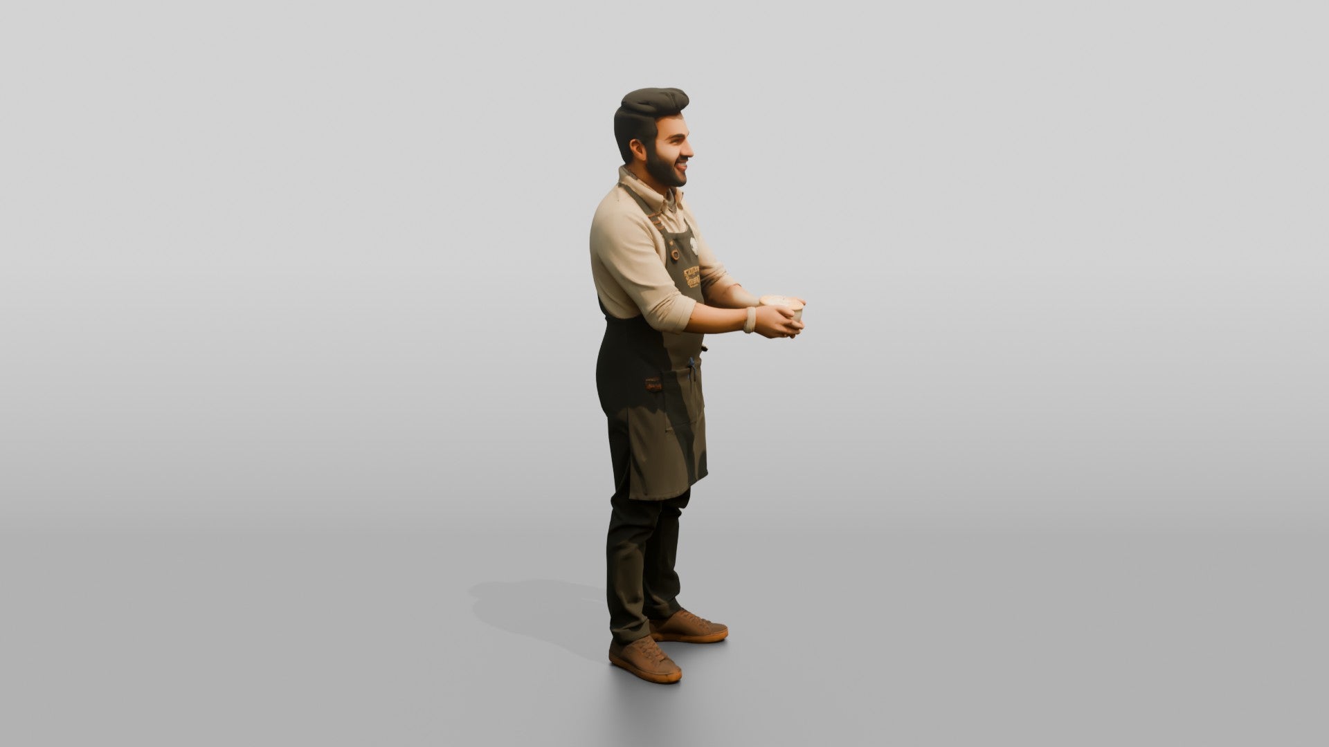 South Asian Barista Proudly Holding Coffee Cup