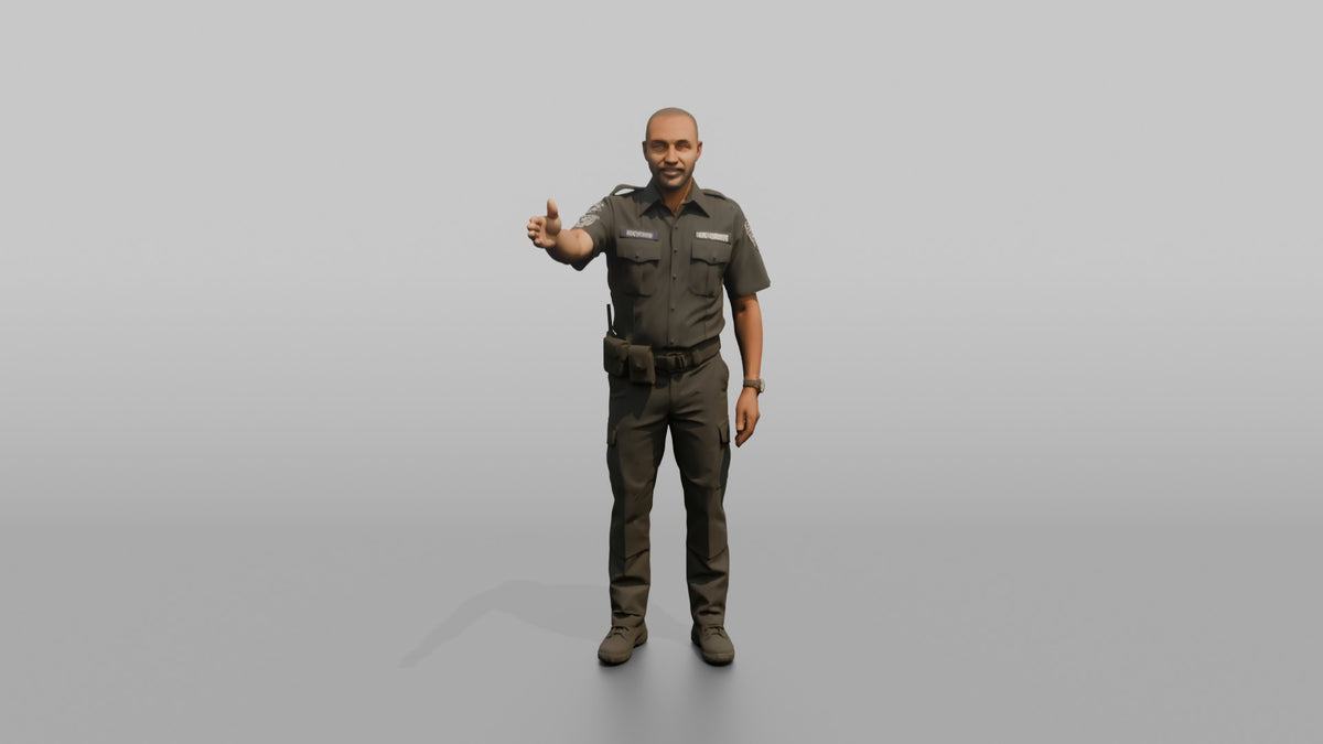Door Staff Man Gesturing For A Guest To Step Forward - 3D character model, view 5