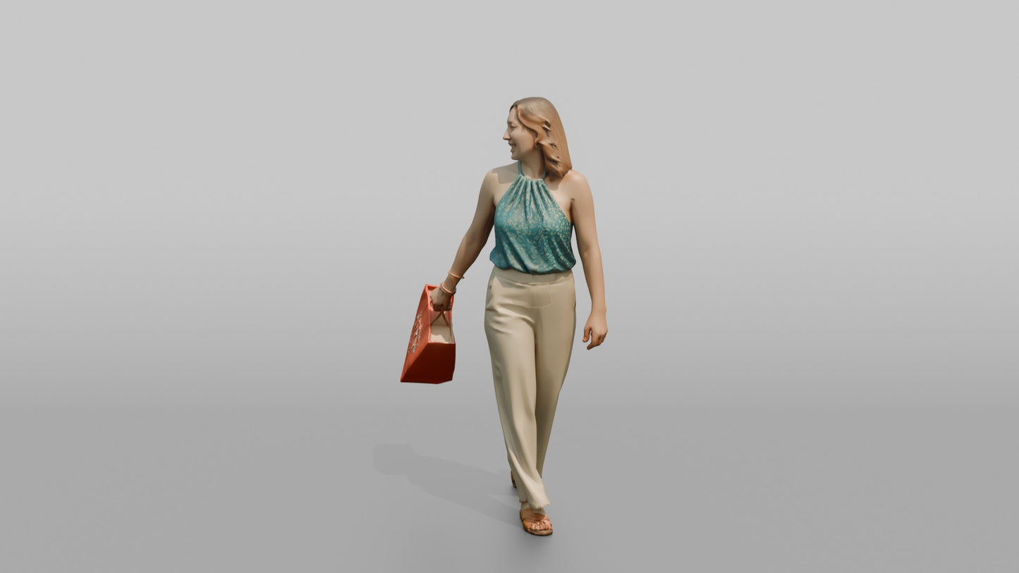 Vacationer Wearing Halter Top And Flared Summer Pants