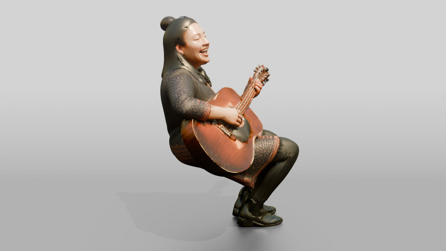 Woman Playing Acoustic Guitar