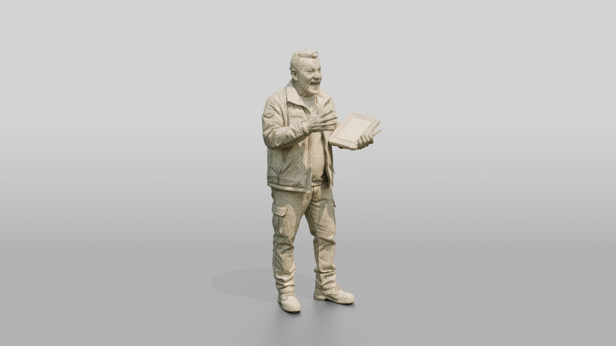 Courier Holding Tablet - wireframe topology preview