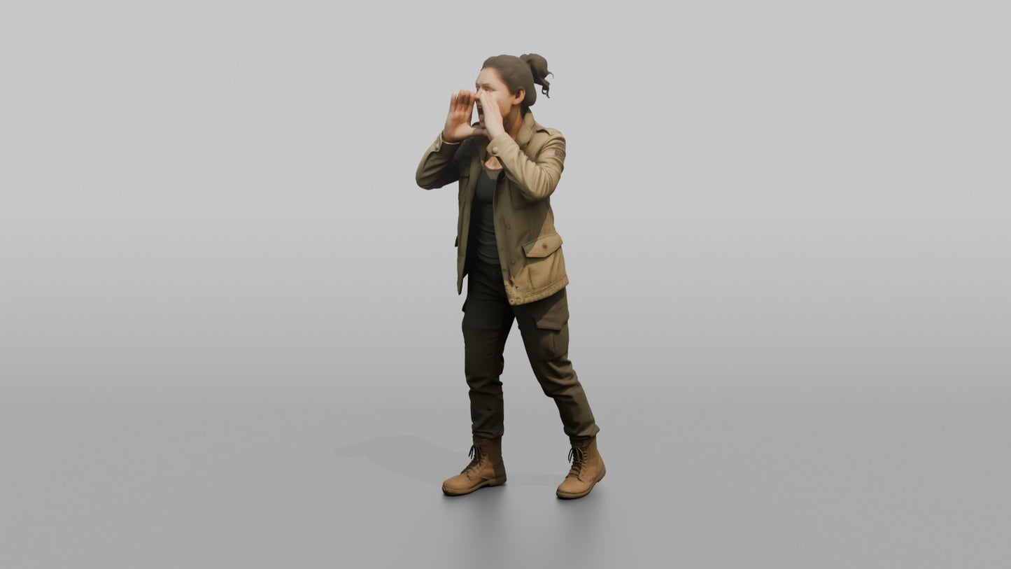 Protester Woman Shouting with Hands Cupped