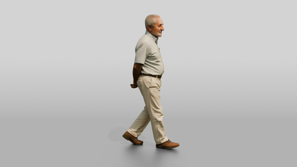 Elderly Turkish Man Walking with Hands Behind His Back