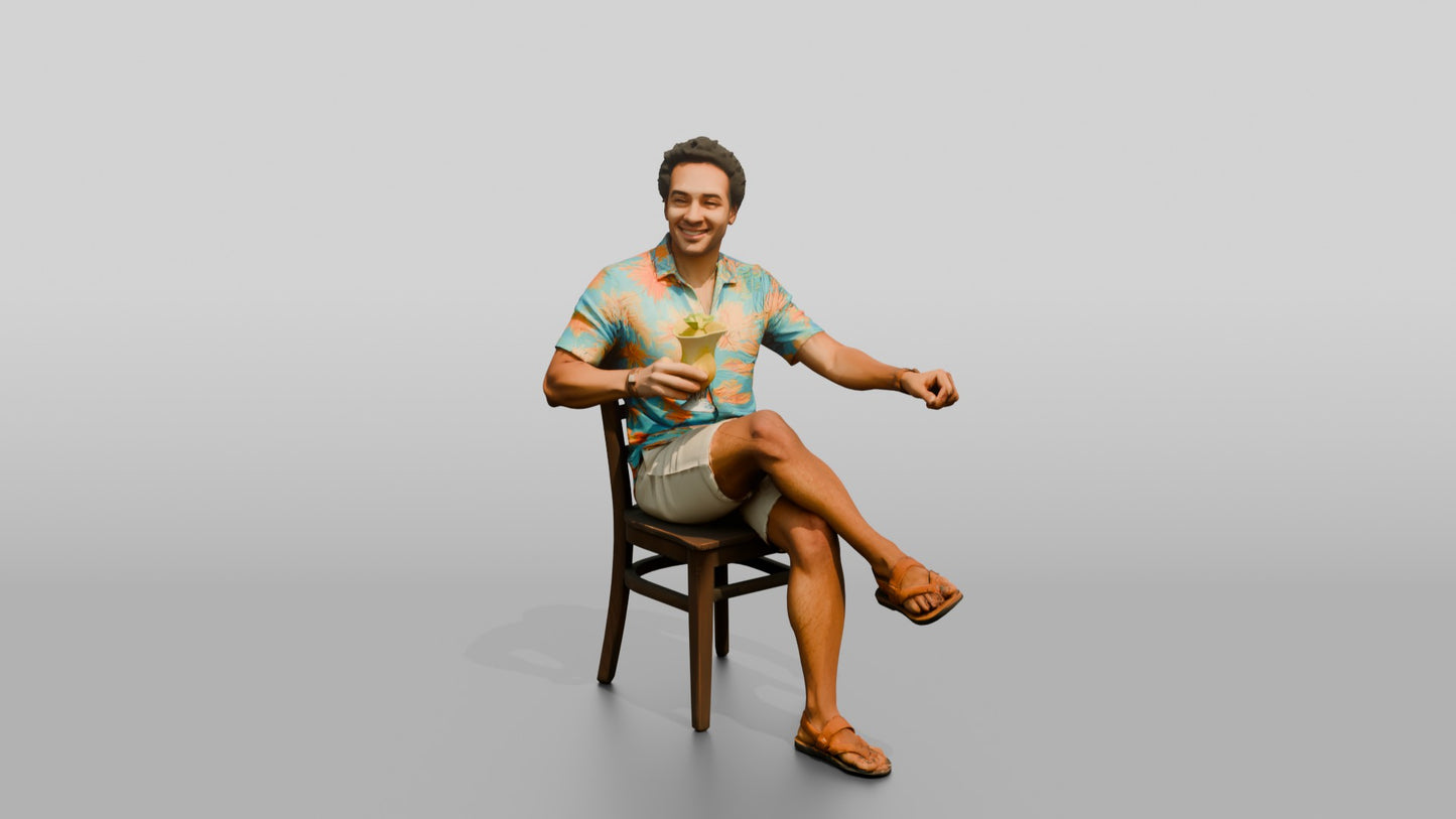 Afro-Latino Man with Tropical Drink
