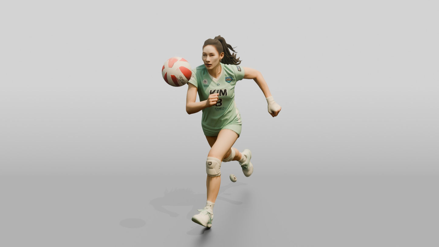 East Asian Female Volleyball Player in Mint Green Jersey